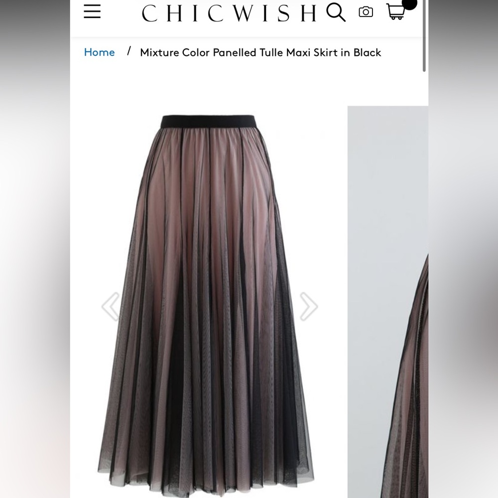 Chic wish Tulle skirt New w/tags Mixture Color Panelled Maxi Skirt in Black